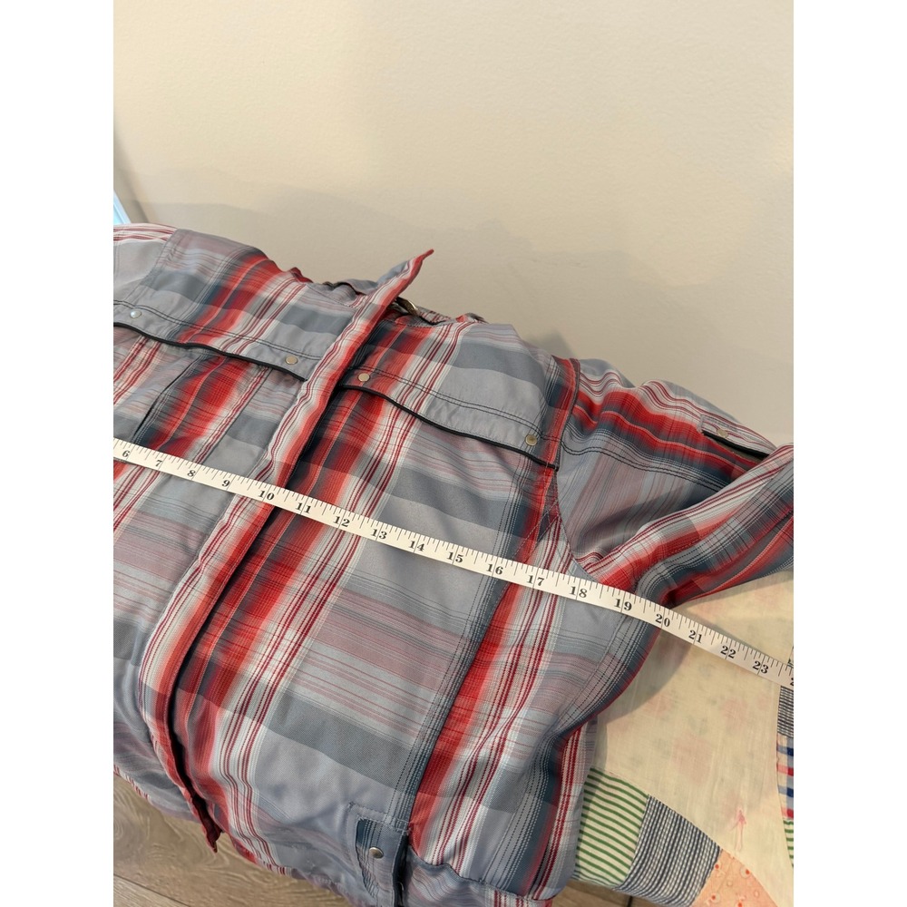 686 Acc Michael Akira West Womens Plaid Snowboard Jacket Red Grey Hooded Medium - Picture 11 of 12